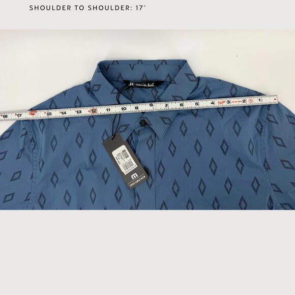 TravisMathew Sidetracked Button Down Shirt NWT Blue Print S - Picture 8 of 9